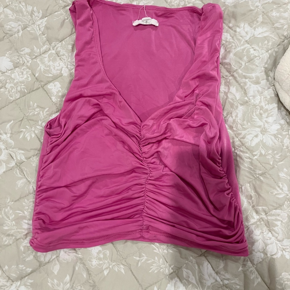 Elegant Pink Ruched Women's Top - Picture 1 of 2